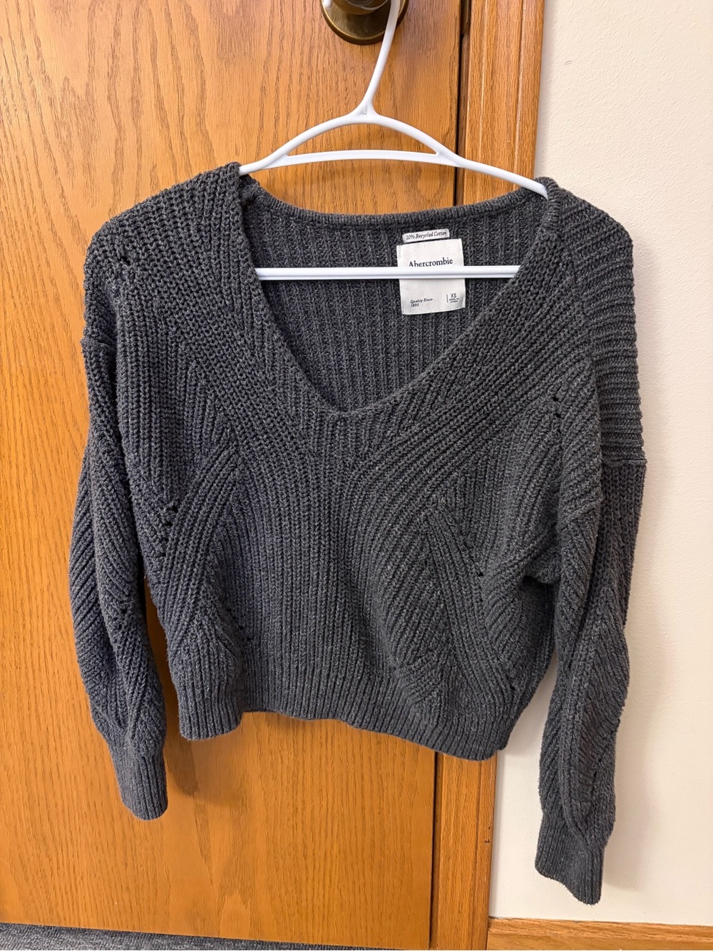 Abercrombie & Fitch Dark Charcoal V-Neck Knit Sweater